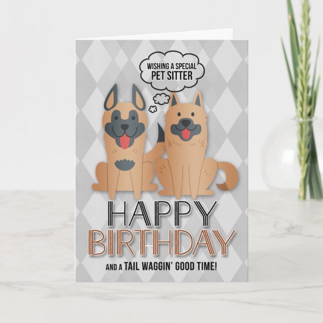 Carte pour les chiens de caricature mignons d'anniversai (Devant)