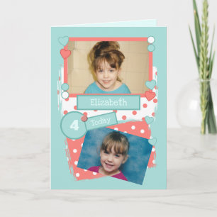 Carte Pour les enfants corail vert pois toute photo d'âg