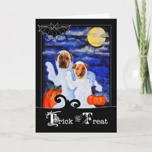 Carte pour les enfants Halloween Funny Ghost Dogs