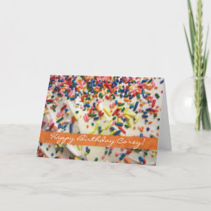 Carte Pour lui gâteau cuit et arroses colorées d'anniver