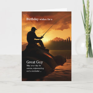 Carte pour Lui pour son Anniversaire Pêche Pêcheur Lever