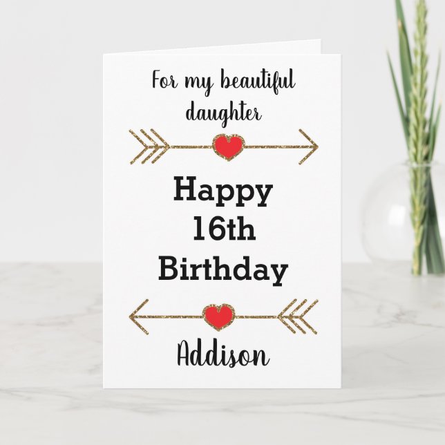 Carte Pour ma fille 16e anniversaire (Devant)