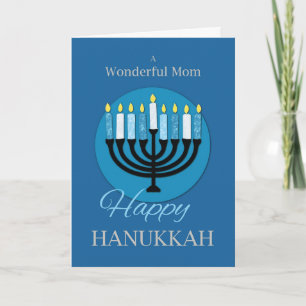 Carte Pour Maman Hanoukka Menorah sur le bleu foncé