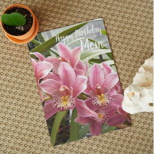 Carte Pour Maman Orchidées Roses Fleurs Anniversaire