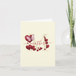 Carte Pour maman - Papillon rose avec feuilles en forme