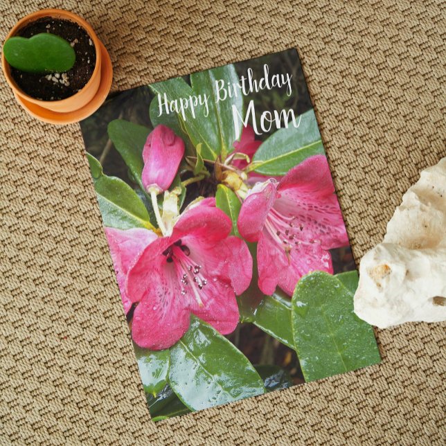 Carte Pour Maman Red Rhododendrons Floral Anniversaire (In Situ)
