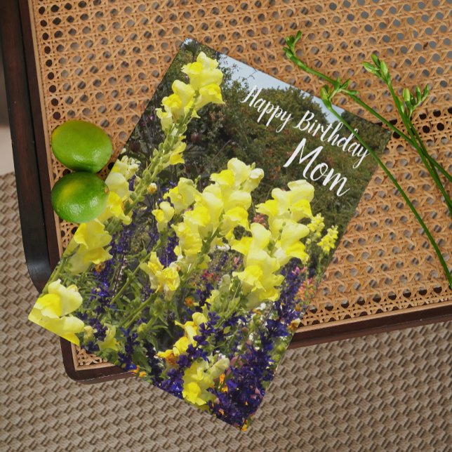 Carte Pour Maman Yellow Snapdragons Floral Anniversaire (In Situ)
