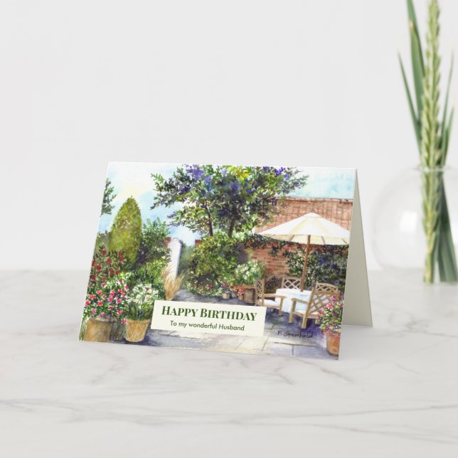 Carte Pour mari le jour de l'anniversaire Terrasse de Th (Devant)