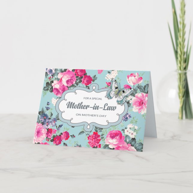 Carte Pour Mère en Droit à la Fête des Mères. Roses vint (Devant)