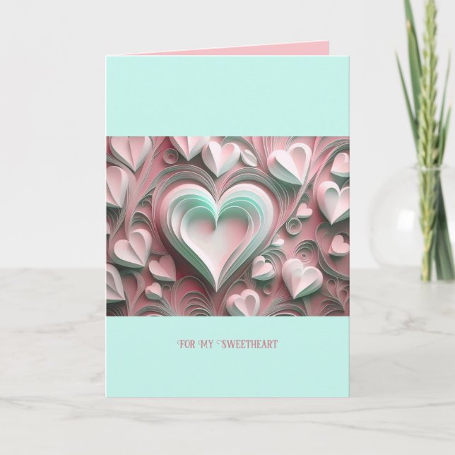 Carte Pour mon cœur Custom Text Paper Hearts 5x7 (Devant)