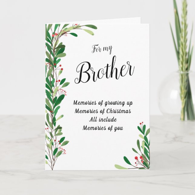 Carte Pour mon Frère Fête Berry Noël botanique (Devant)