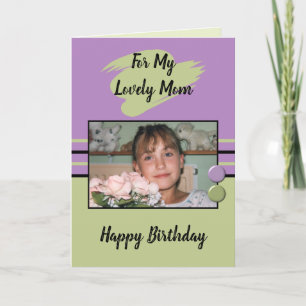 Carte Pour mon joli anniversaire de maman violet et vert