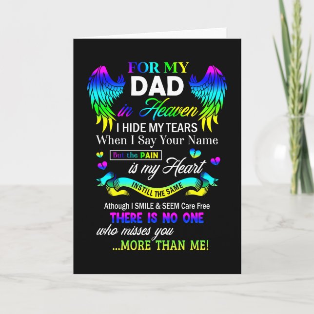 Carte Pour mon papa au ciel je cache mes larmes Fête des (Devant)