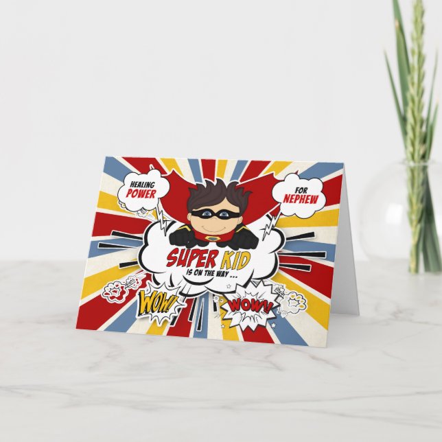 Carte pour Nephew Get Well Boy Superhero Comic Book (Devant)