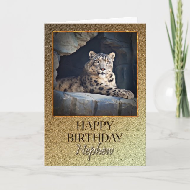 Carte Pour Nephew un anniversaire avec un léopard des ne (Devant)