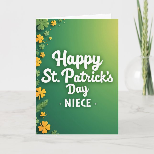 Carte pour nièce à motif de trèfle (Devant)