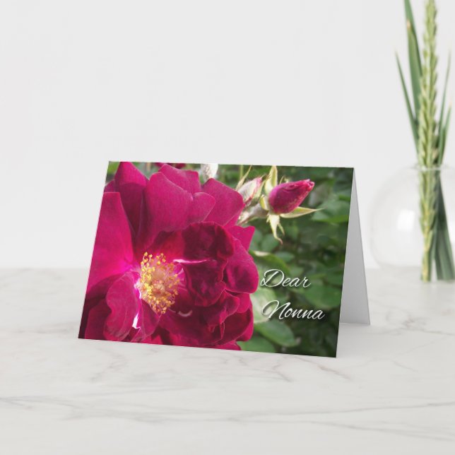 Carte Pour Nonna Grand-parents Day Rose rouge et Bud (Devant)
