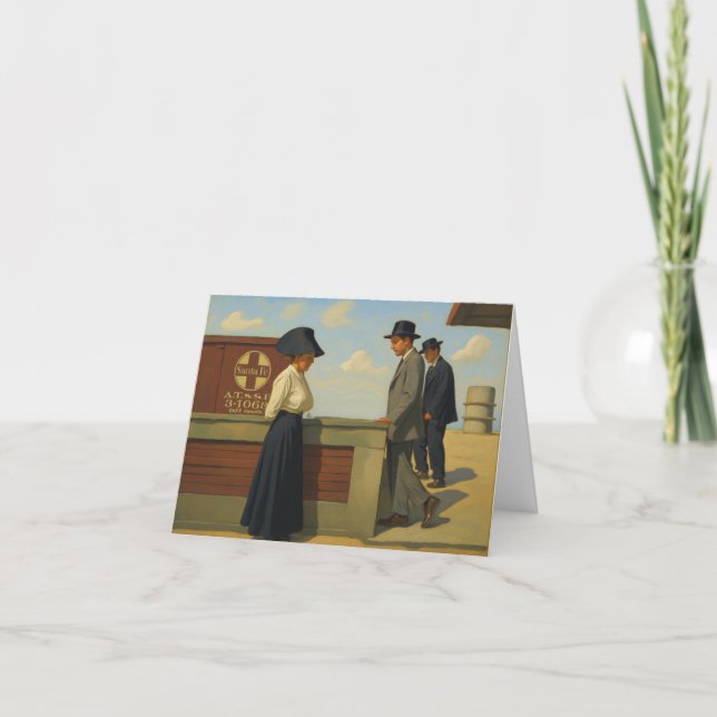 Carte pour notes avec l'image Vintage d'une gare (Devant)