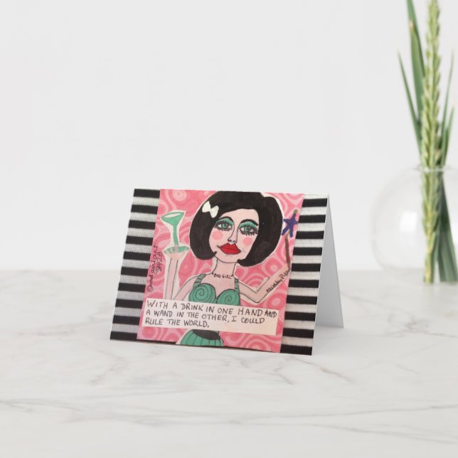 CARTE POUR NOTES-AVEC UN VERRE À LA MAIN (Devant)