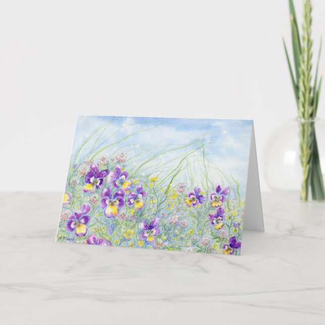 Carte pour notes blanc Johnny-Jump-Ups (Devant)