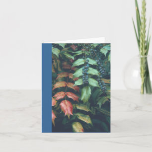CARTE POUR NOTES, "BLUE BERRIES ON GREEN FEUILLES"