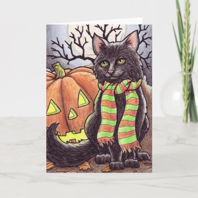 Carte pour notes de chat de Halloween (Devant)