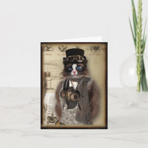 Carte pour notes de coutume de chat de Steampunk