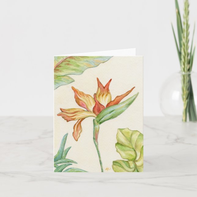 Carte pour notes de fleurs de l'Oiseau du Paradis (Devant)