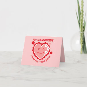 Carte pour notes de Grandkids de sourire de coeur