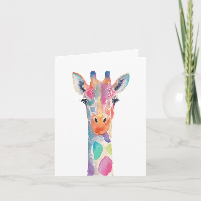 Carte pour notes de la girafe arc-en-ciel (Devant)