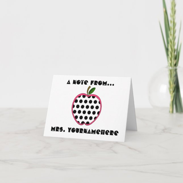 Carte pour notes de l'enseignant - Polka Dot Apple (Devant)