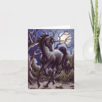 Carte pour notes de lune de licorne