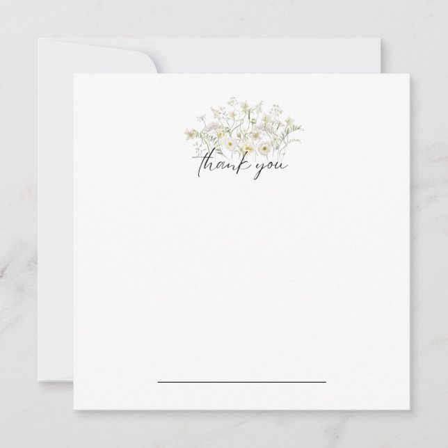 Carte pour notes de Merci Floral blanc (Devant)