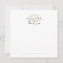 Carte pour notes de Merci Floral blanc