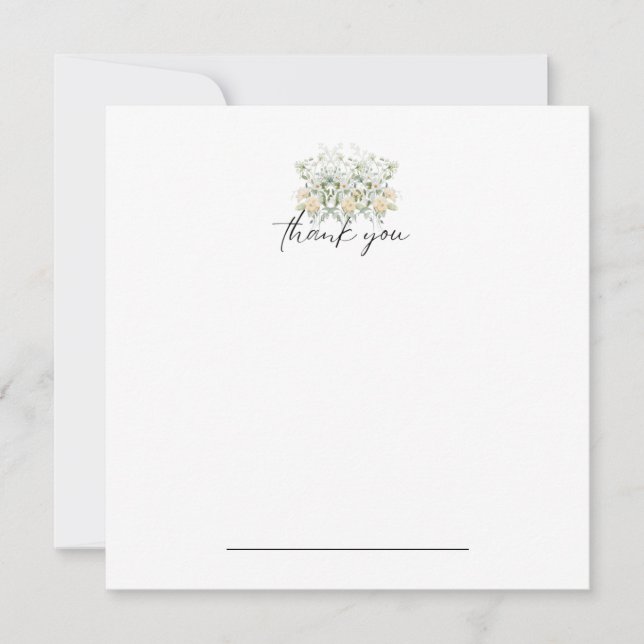 Carte pour notes de Merci Floral blanc et jaune (Devant)