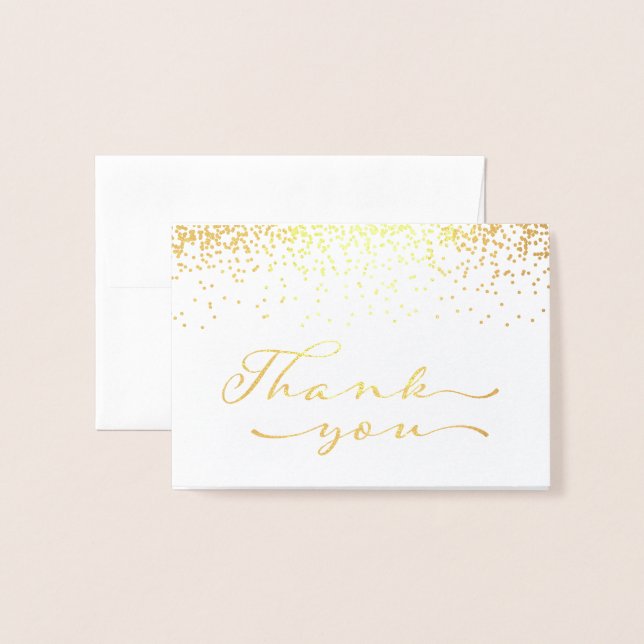Carte pour notes de Merci Gold Foil (Devant avec enveloppe)