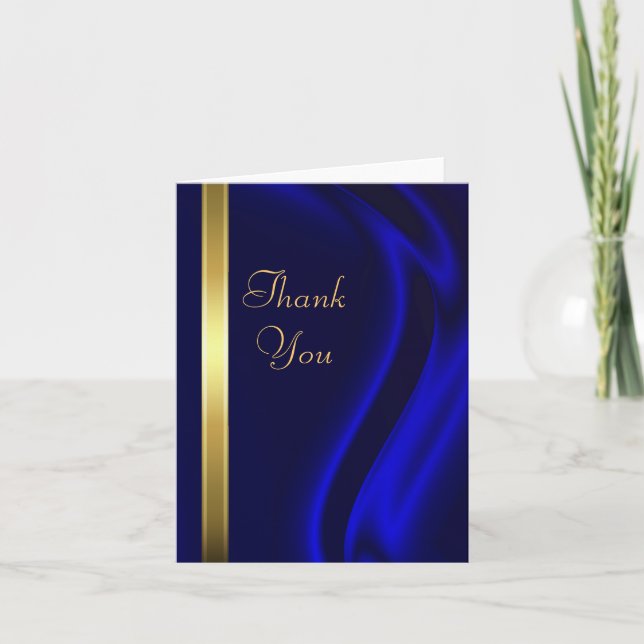 Carte pour notes de Merci Marquis Blue Silk Gold (Devant)