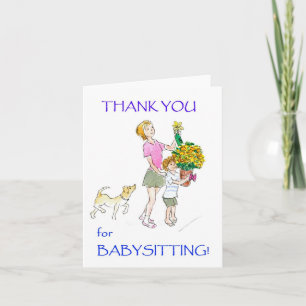 Carte pour notes de Merci pour la babysitter