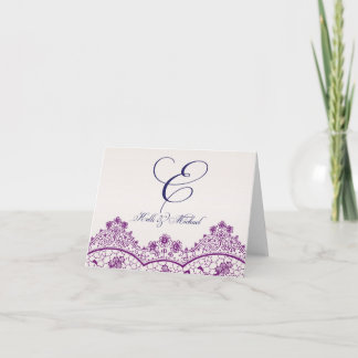 Carte pour notes de monogramme avec la dentelle