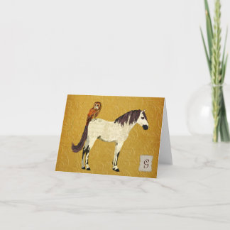 Carte pour notes de monogramme de Cheval et de Cho