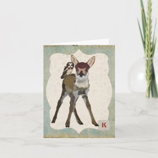 CARTE POUR NOTES de monogramme FAWN et OWL