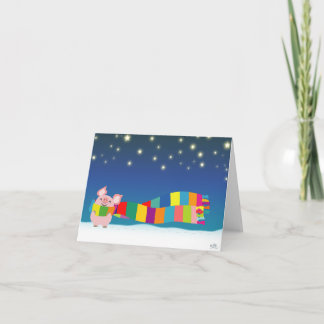 Carte pour notes de Noël du petit porc