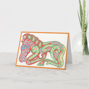 Carte pour notes de poney rouge