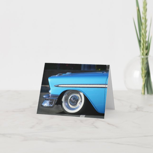 Carte pour notes de voiture classique bleu (Devant)