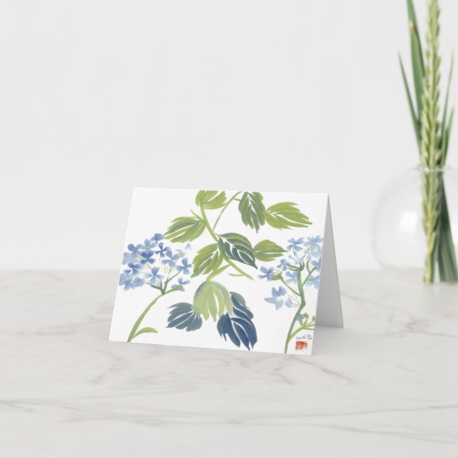 Carte pour notes d'hortensia d'aquarelle (Devant)