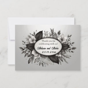 Carte pour notes floral noir et blanc modifiable