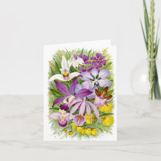 Carte pour notes floral orchidées