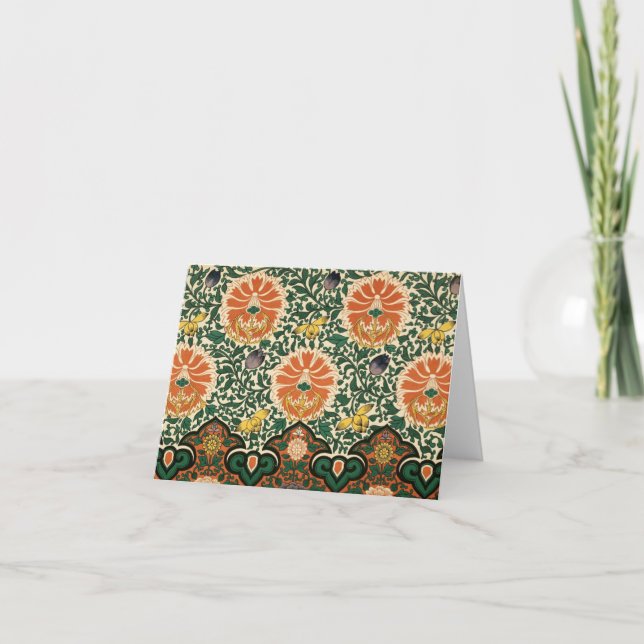 Carte pour notes floral vert et orange audacieux (Devant)