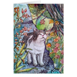Carte pour notes heureux de chat