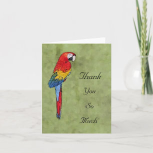 Carte pour notes Merci de Scarlet Macaw